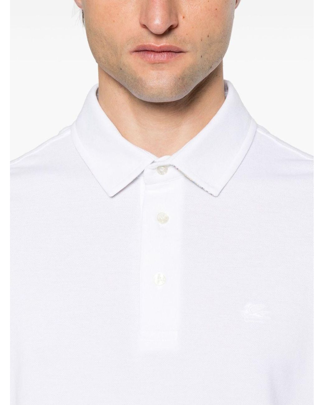 Etro White Button Placket Polo for men
