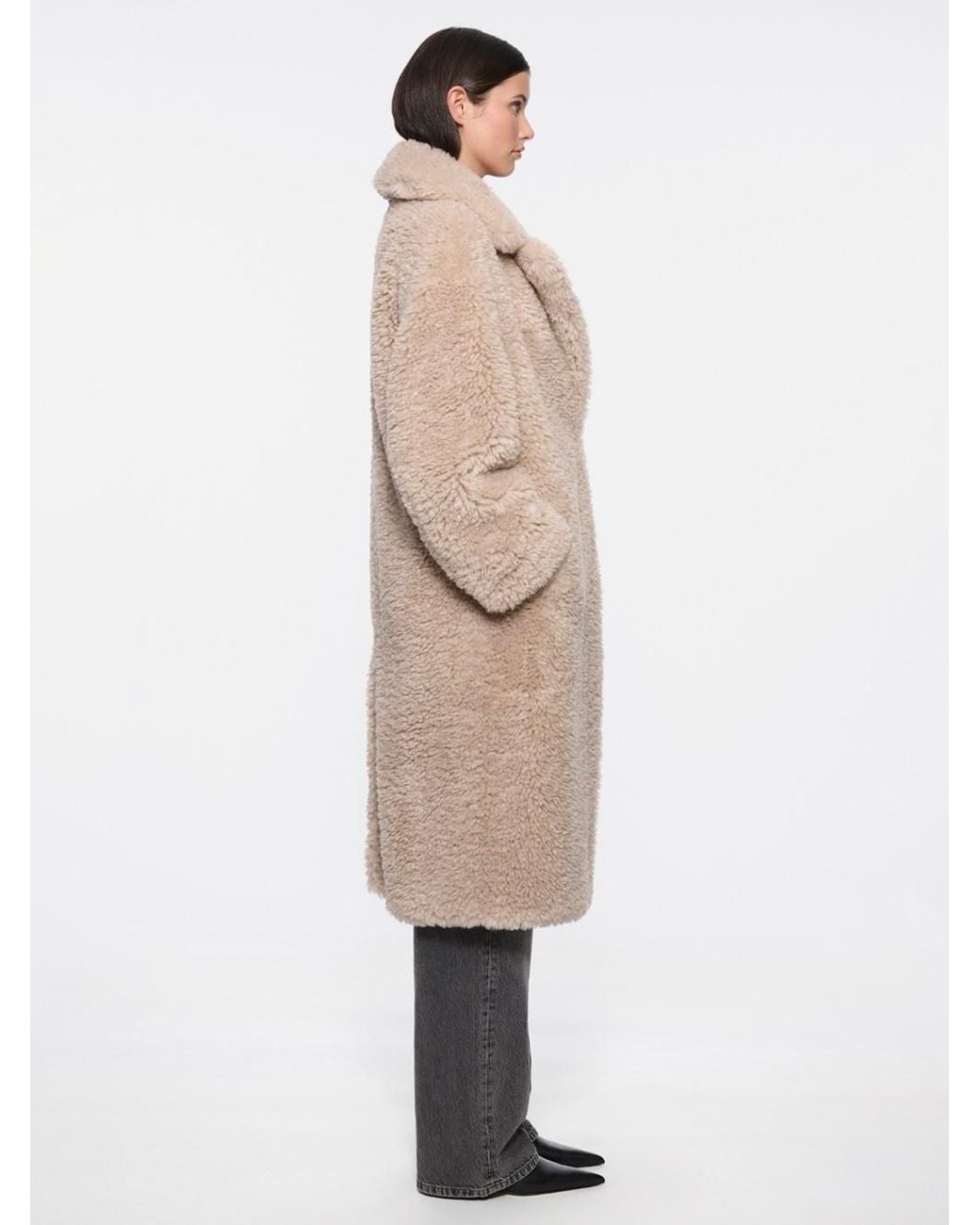 Stand Studio Natural Jazmin Coat In Faux Fur