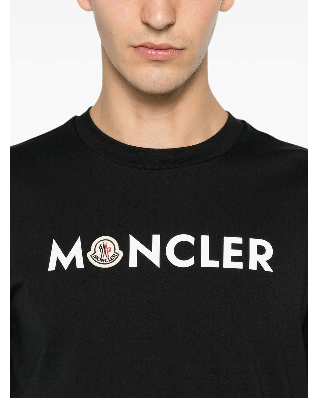 Moncler Black Logo Cotton T-Shirt for men
