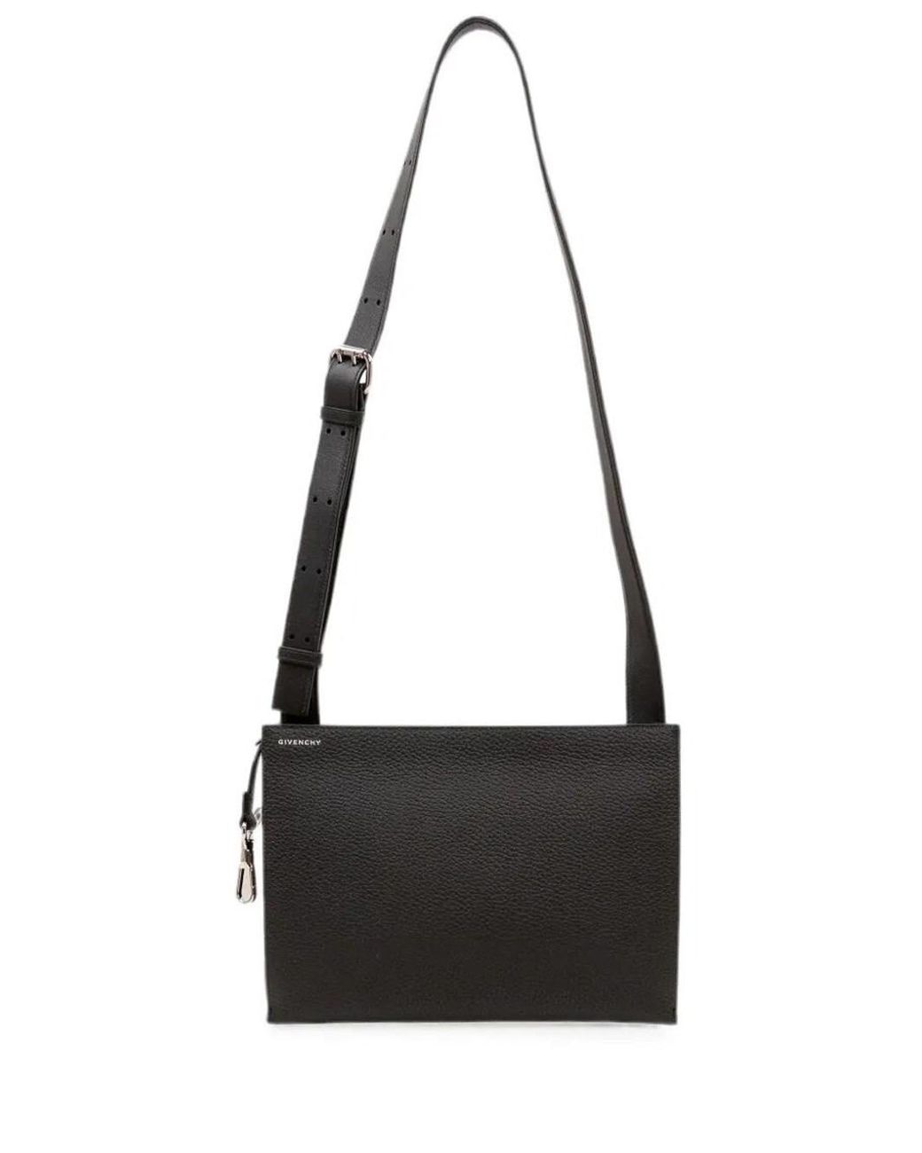 Givenchy Black Flat Pouch Bag With Shoulder Strap for men