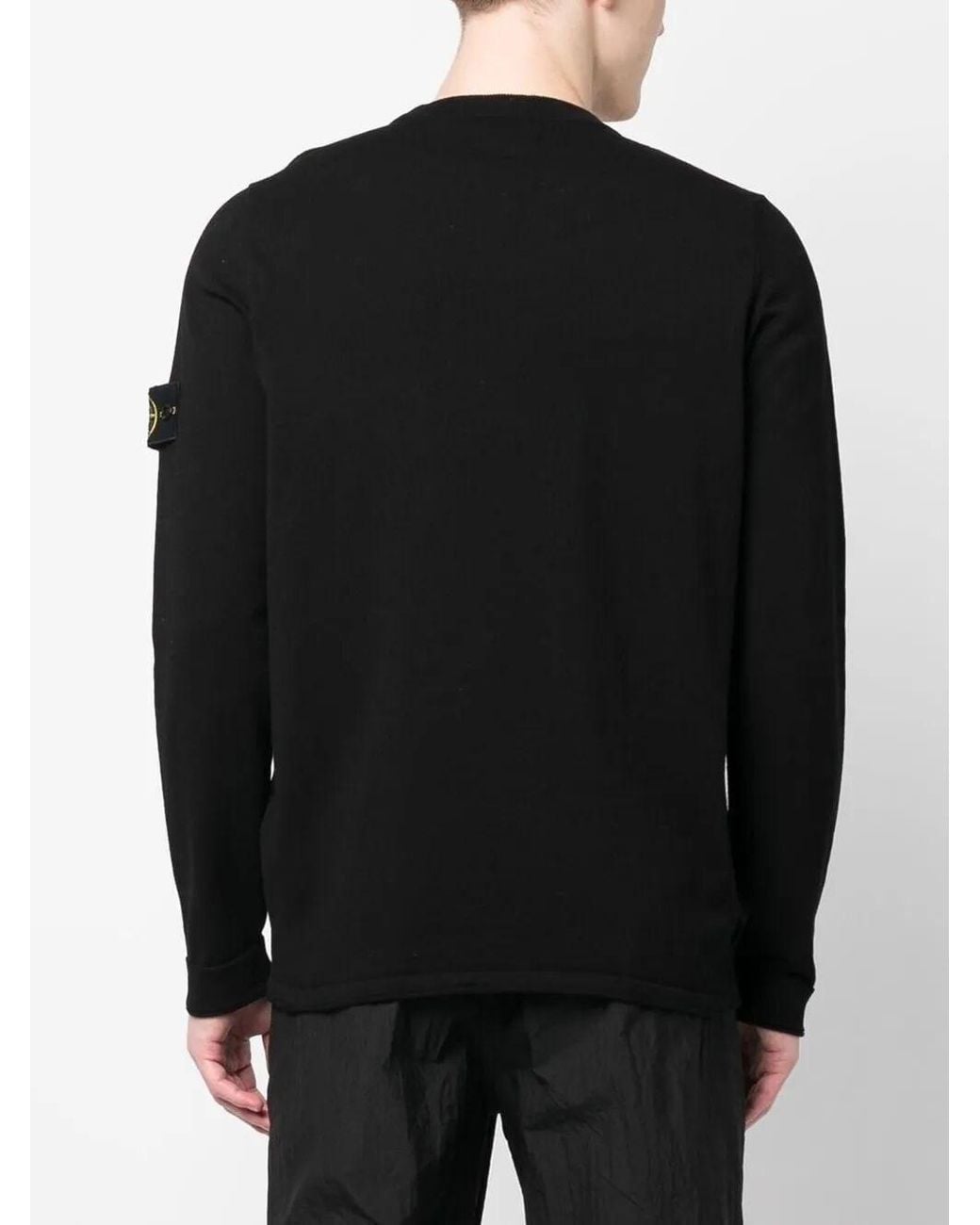 Stone Island Black Cotton Crewneck Sweater for men