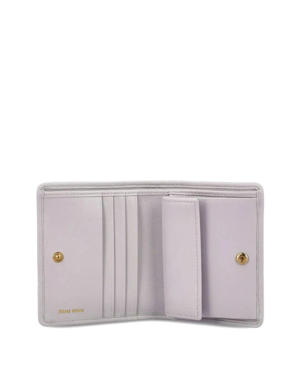 Miu Miu White Small Matelassã Nappa Leather Wallet With Snap Closure