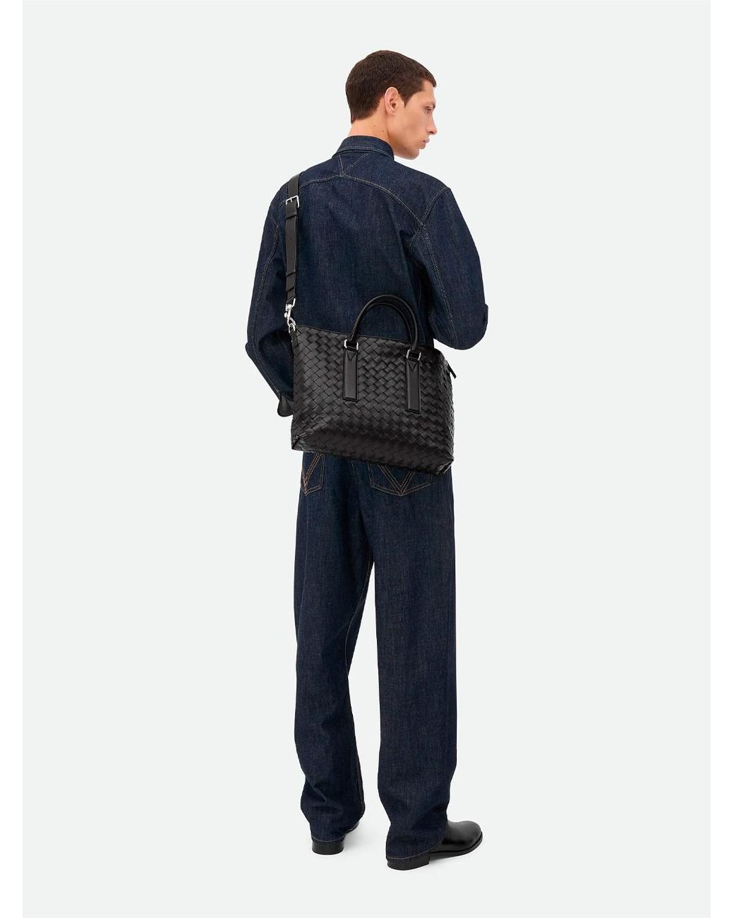 Bottega Veneta Black Braided Soft Briefcase for men
