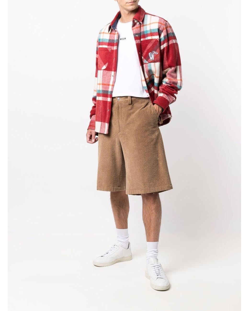 MSGM White Cotton T-Shirt With Front Printed Logo for men