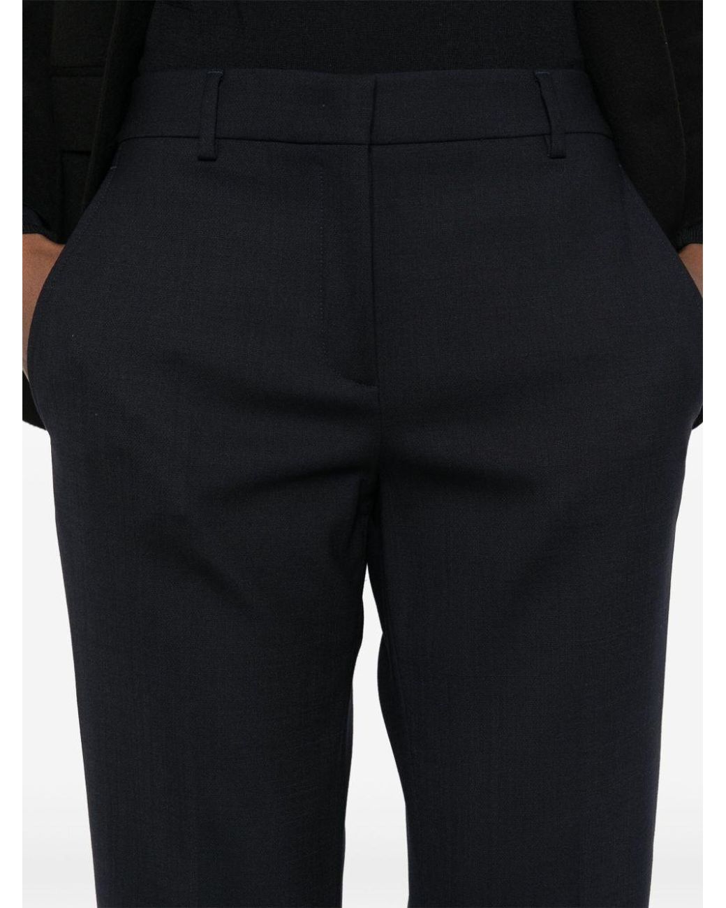 Incotex Blue Tapered Wool Trousers
