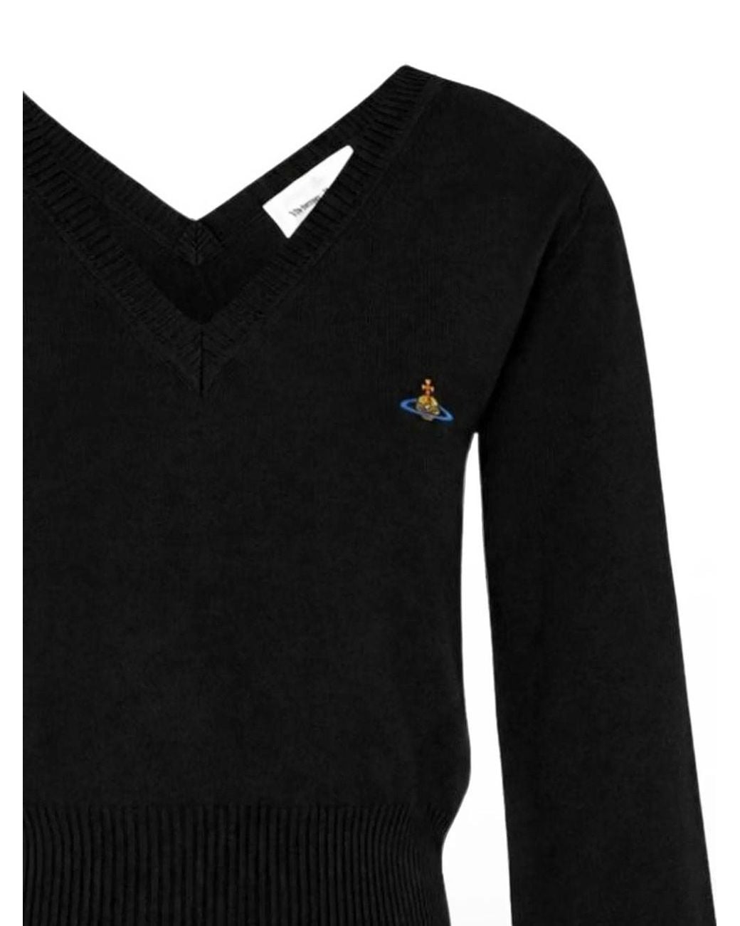 Vivienne Westwood Black Bea V-Neck Cashmere Blend Jumper