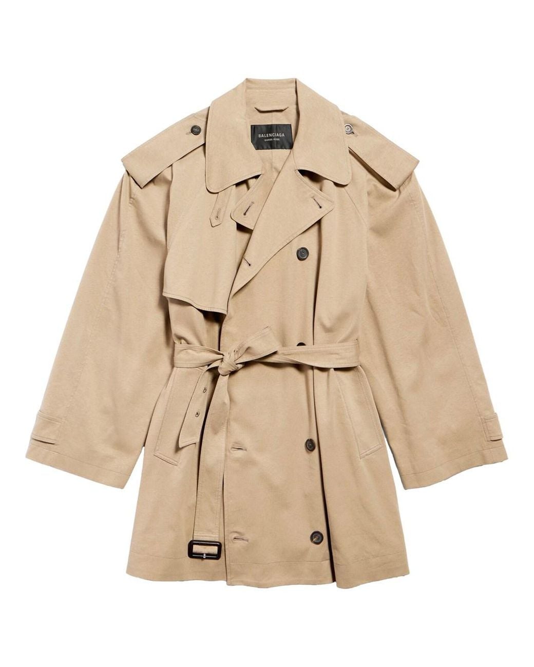 Balenciaga Natural Cotton Cropped Trench Coat