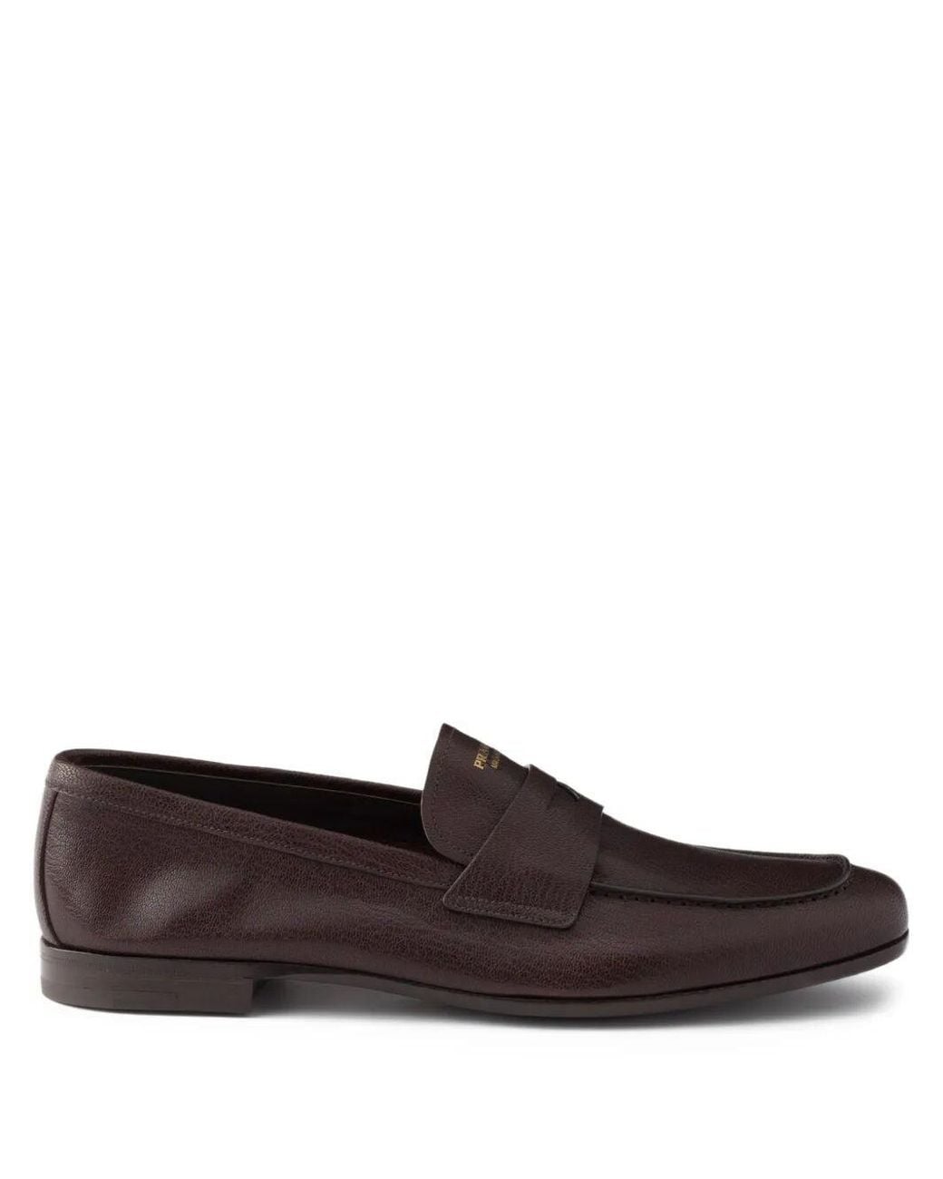 Prada Brown Leather Loafers With Band for men