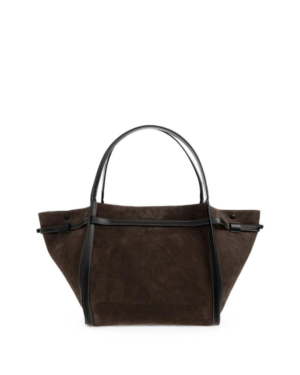 Tod's Black Medium Suede Leather T Signature Shopping Bag