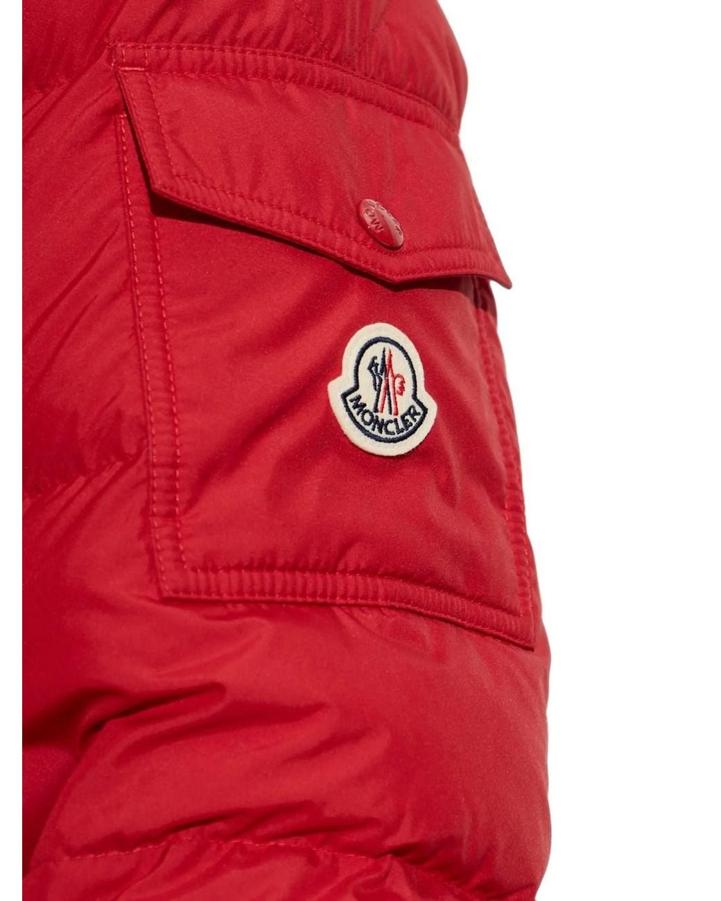 Moncler Red Piumino Corto Maya Con Cappuccio for men