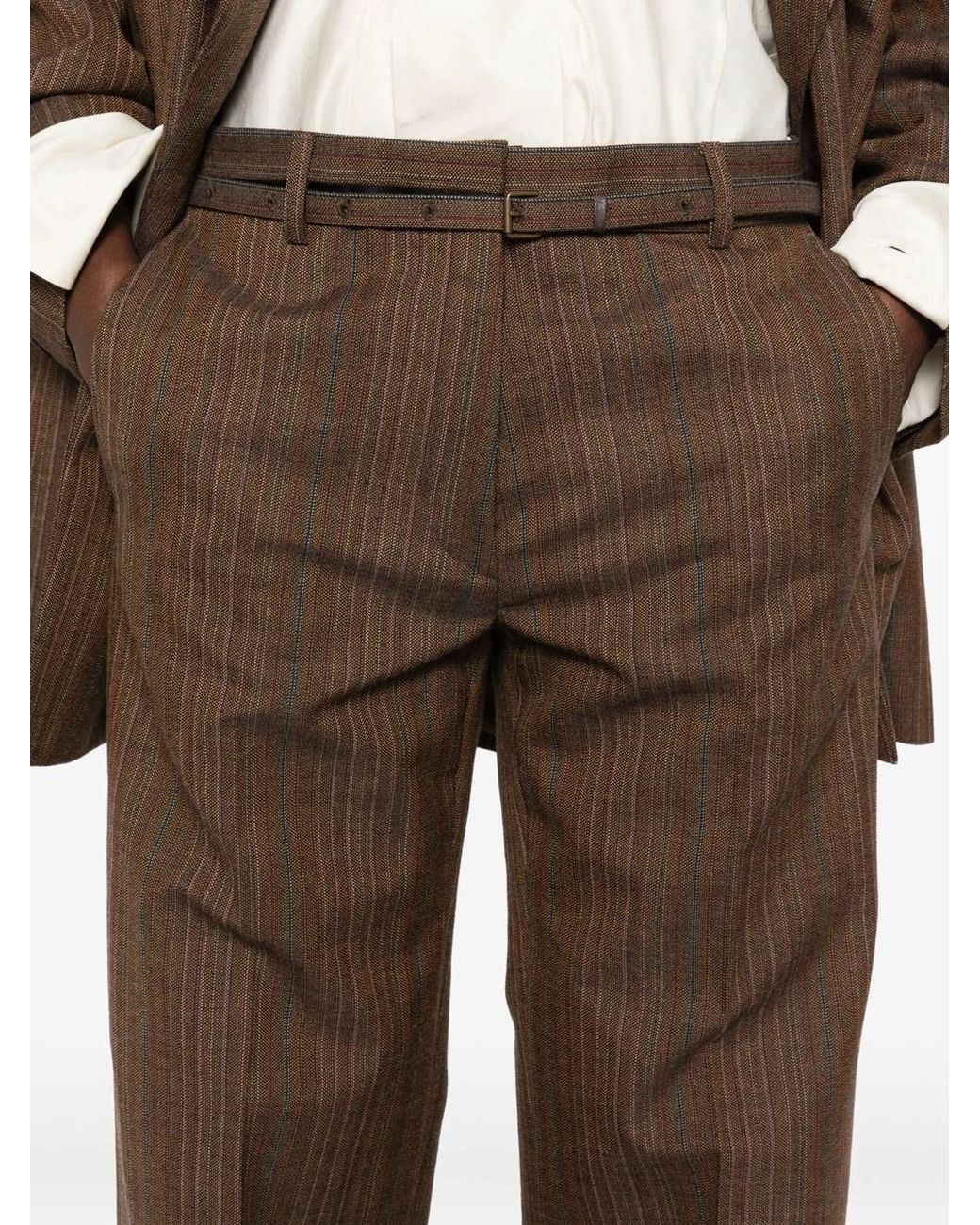 Dries Van Noten Brown Slim Fitted Slightly Flaired Trousers