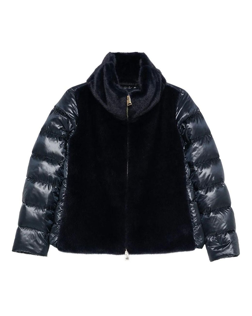 Herno Blue Padded Faux-Fur Zip Jacket