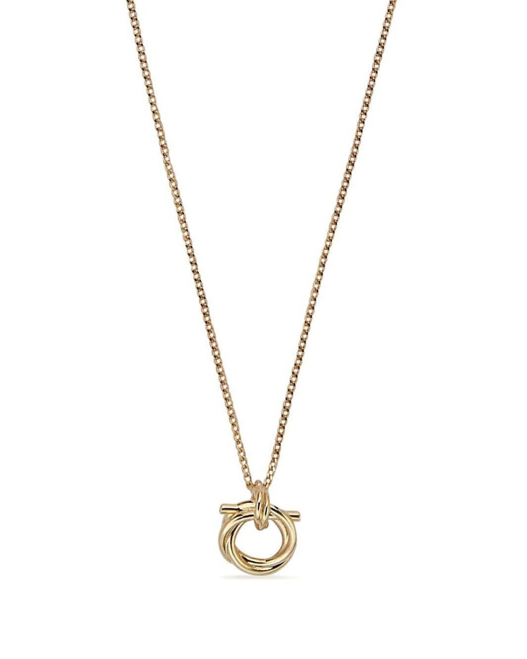 Ferragamo White Gancini Pendant Necklace