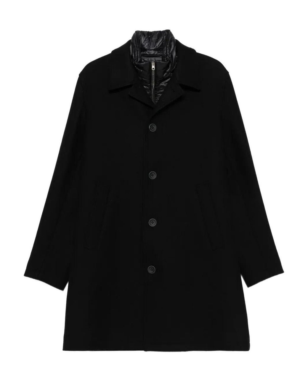 Herno Black Single-Breasted Padded Coat for men