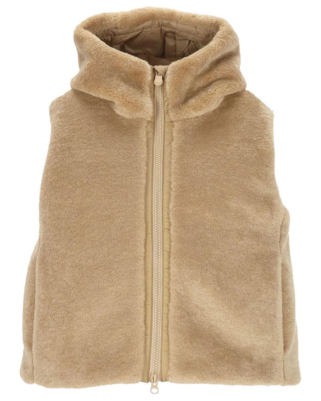 Save The Duck Natural Cassandra Quilted Faux Fur Vest