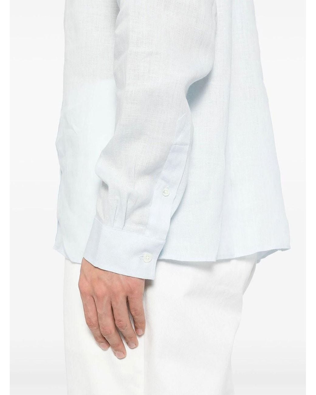Lacoste Blue Regular-Fit Linen Shirt for men