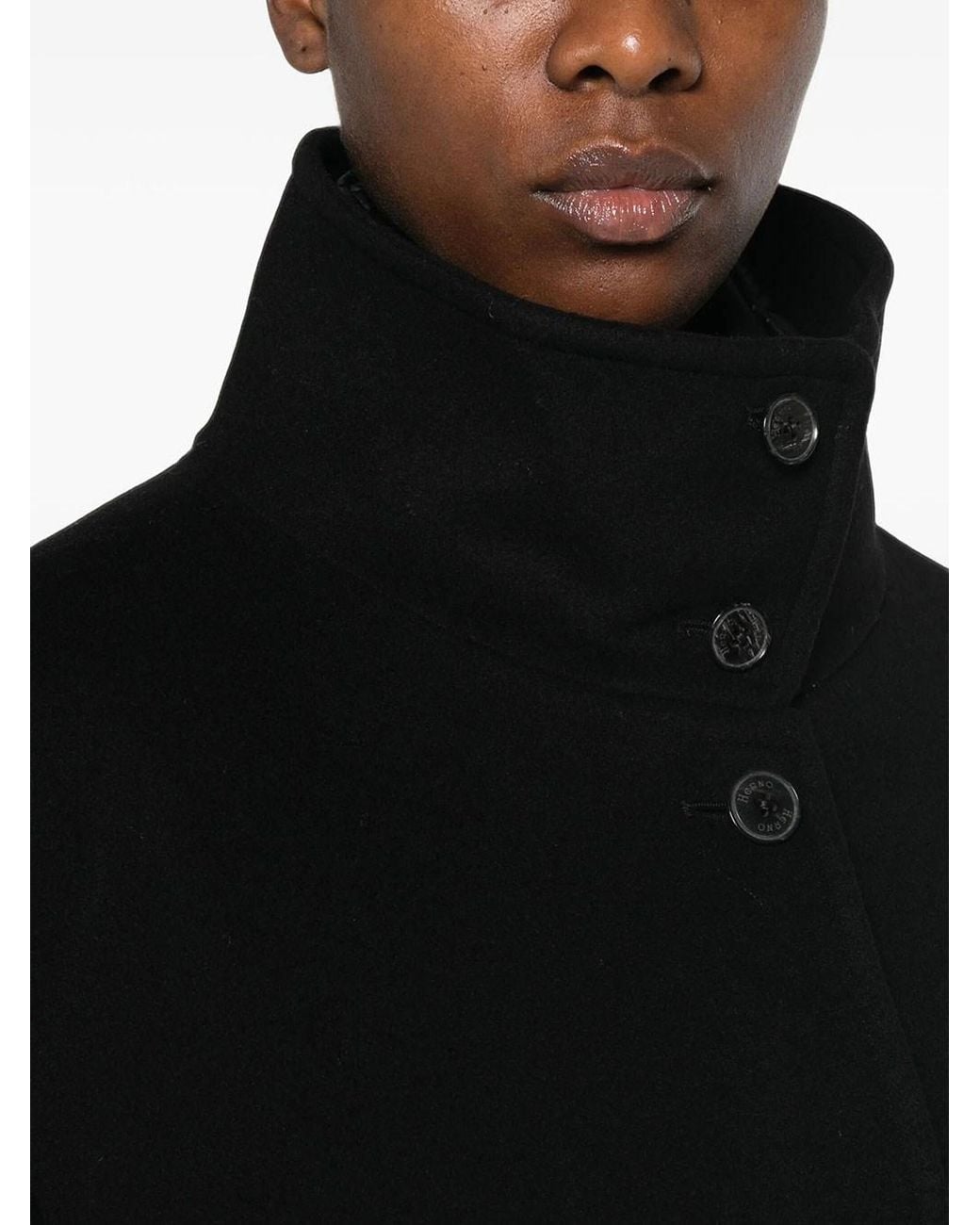 Herno Black Wool Coat With Padding Lining