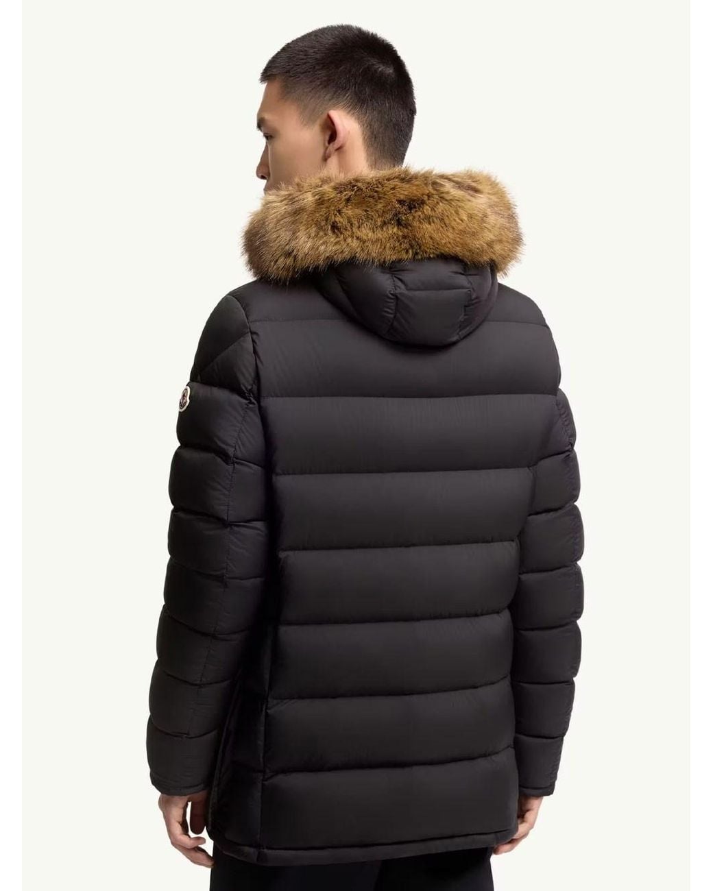 Moncler Black Piumino Midi "Clunye" Con Cappuccio for men