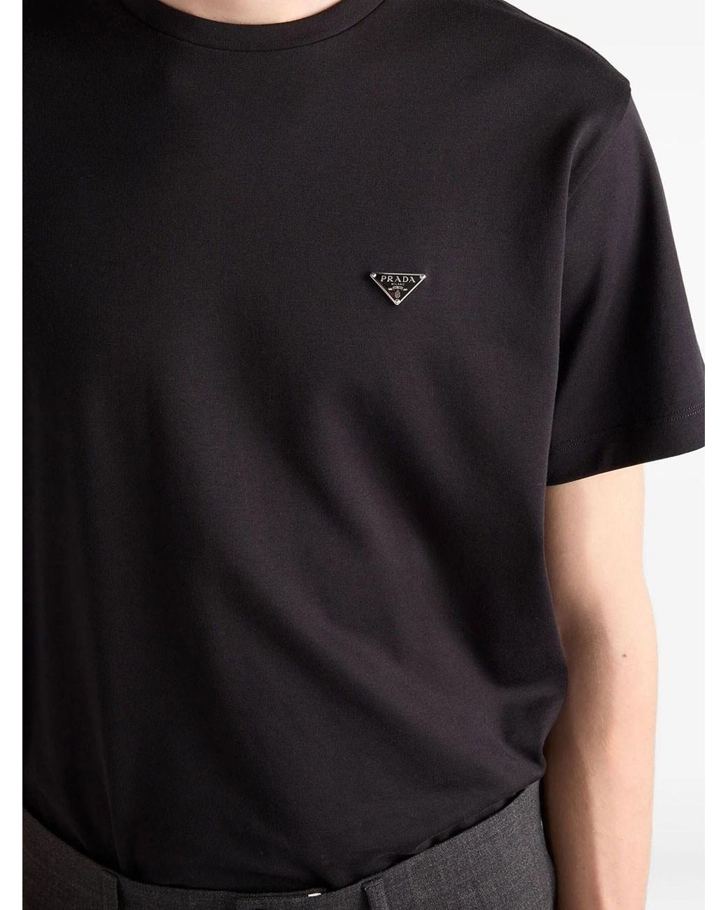 Prada Black Cotton T-Shirt for men