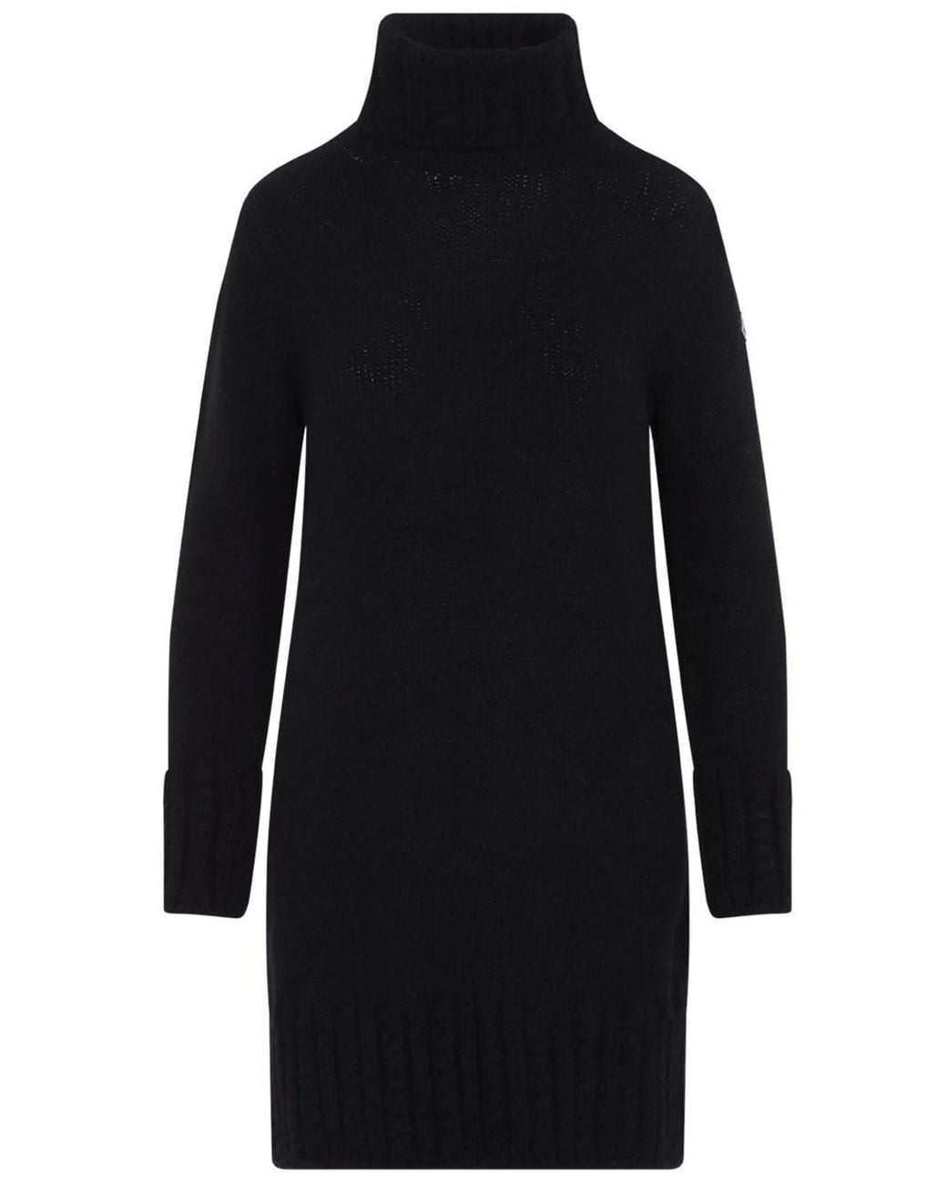 Moncler Black High-Neck Alpaca Blend Knit Dress