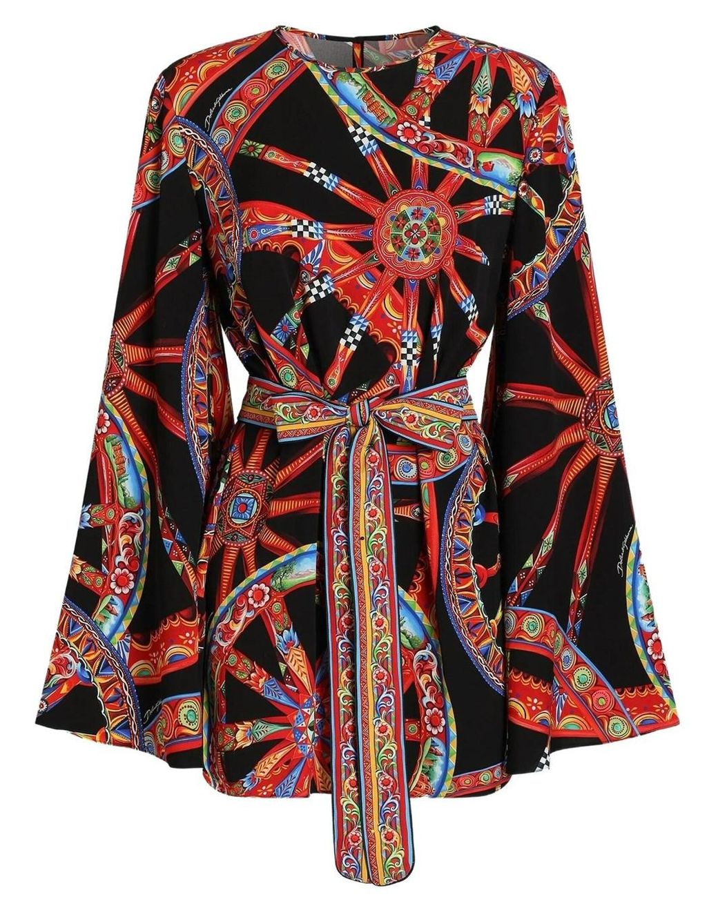 Dolce & Gabbana Red Dress With Cart Print
