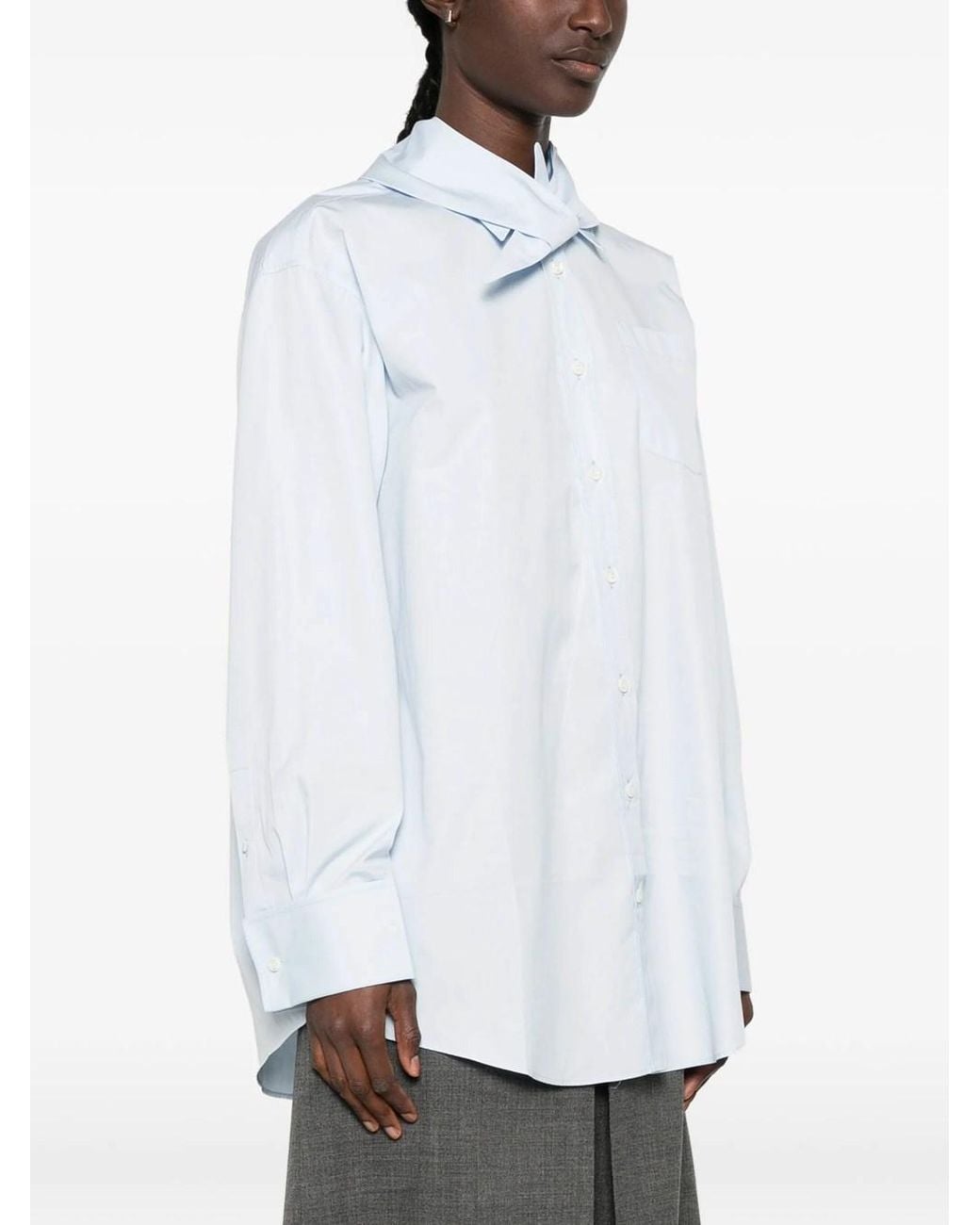 Prada White Poplin Shirt With Knot Detail