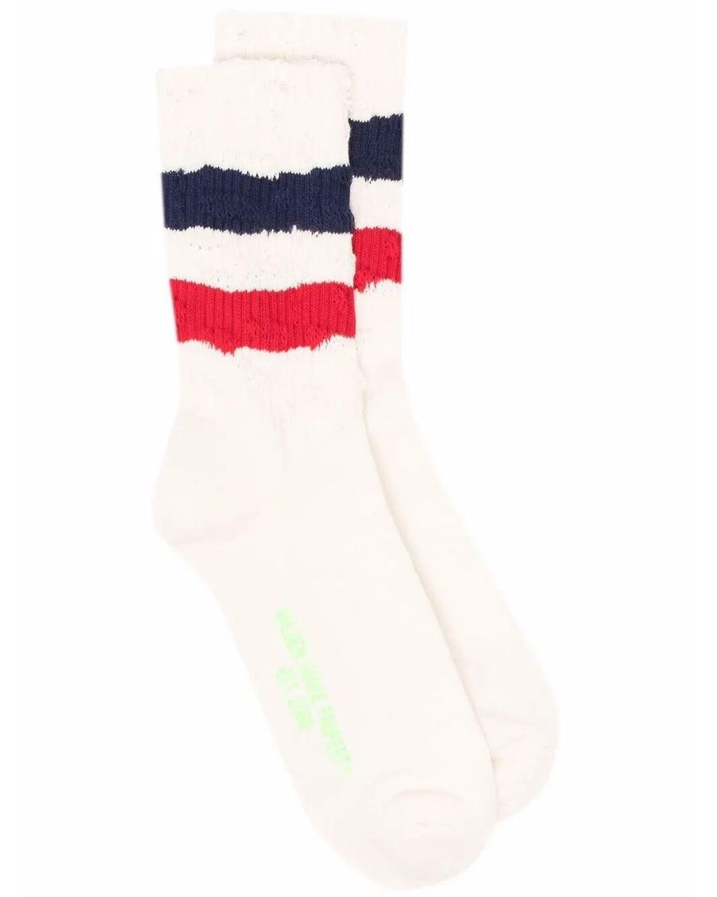 Golden Goose Deluxe Brand Red Socks High Rib Stripes Ripped for men