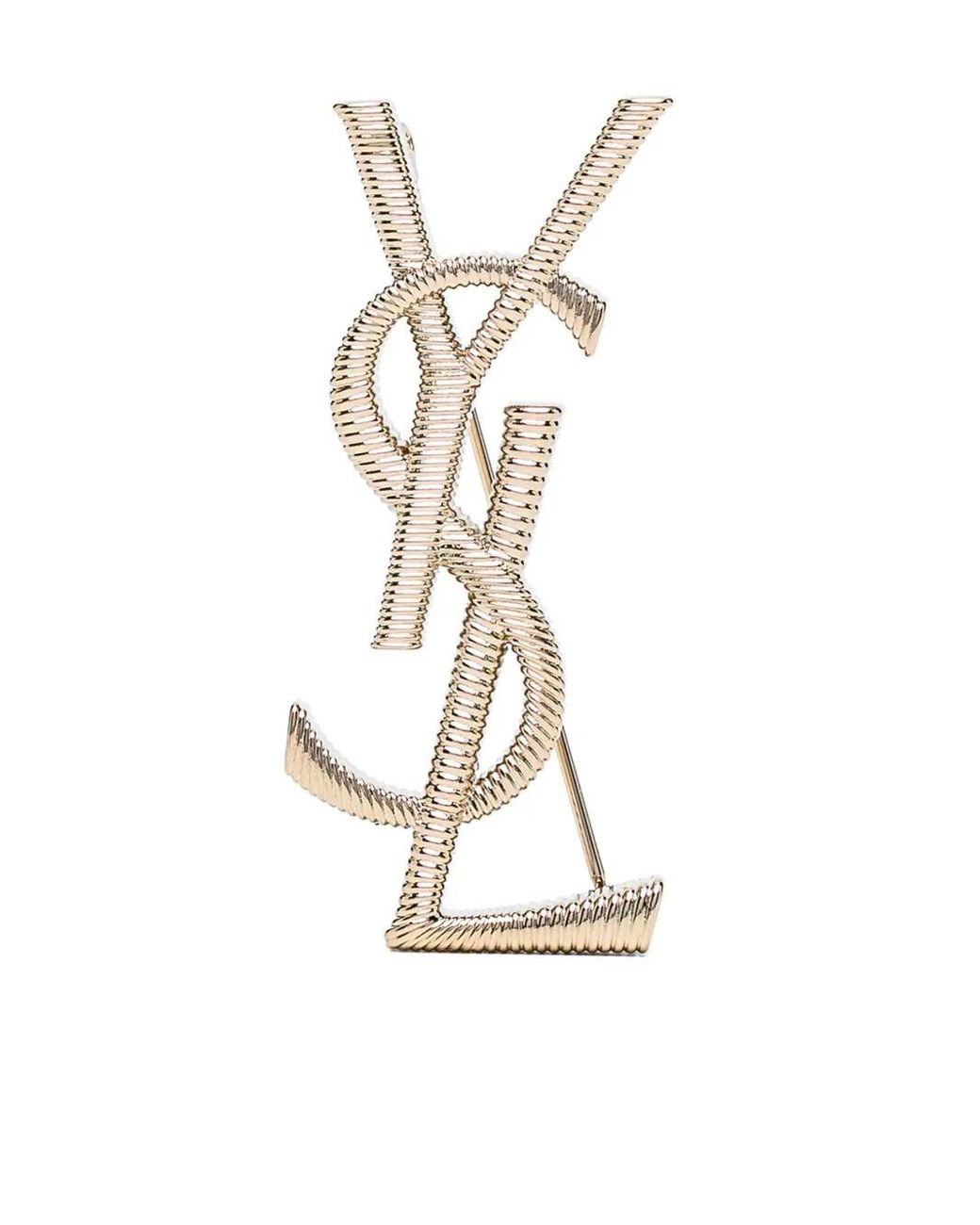 Saint Laurent White Cassandre Broche