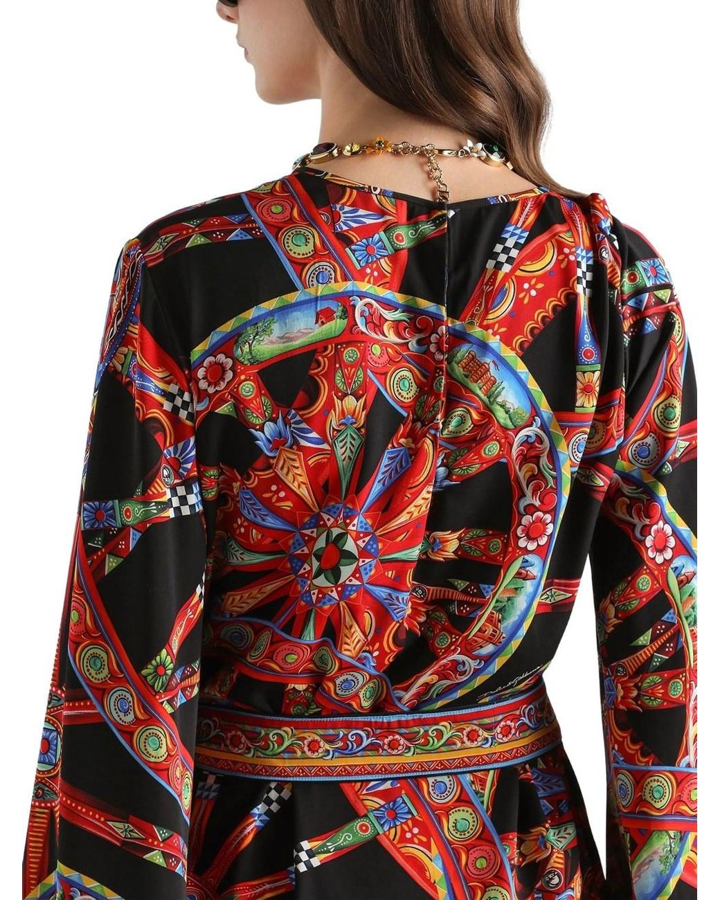 Dolce & Gabbana Red Dress With Cart Print