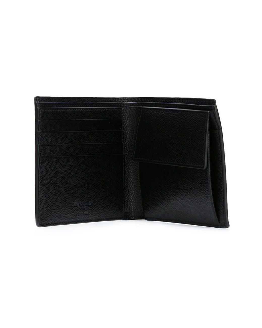 Saint Laurent Black Leather Bi-Fold Wallet With Logo For for men