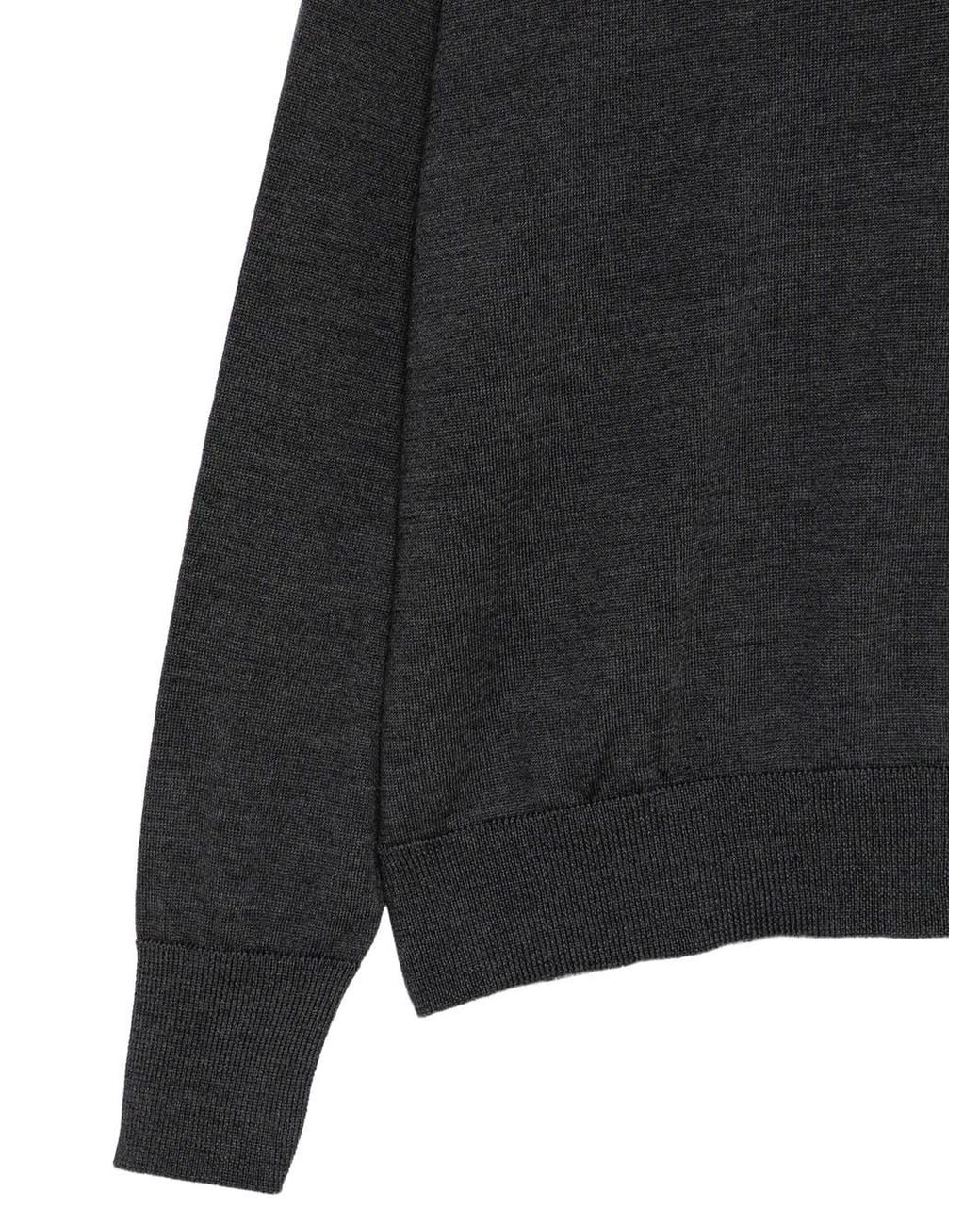 Zanone Black V-Neck Wool Sweater