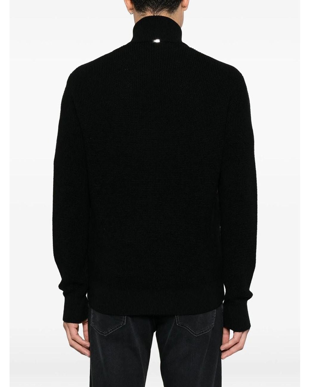 Herno Black Wool Jacket With Waffle Stitch And Nylon for men