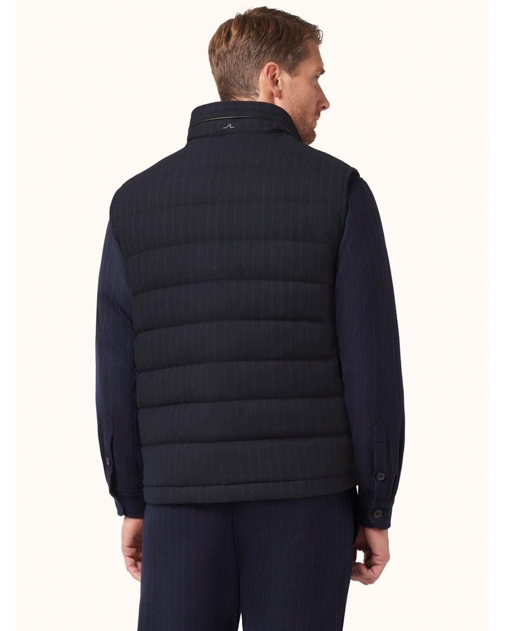 Paul & Shark Blue Quilted Pinstripe Wool Vest for men