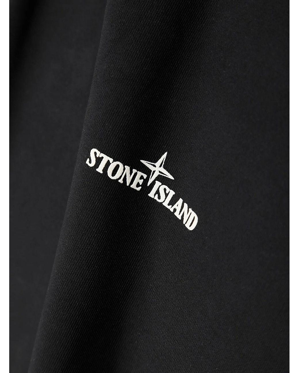 Stone Island Black Cotton Crew Neck Sweatshirt With Oversized Compass Back Print for men