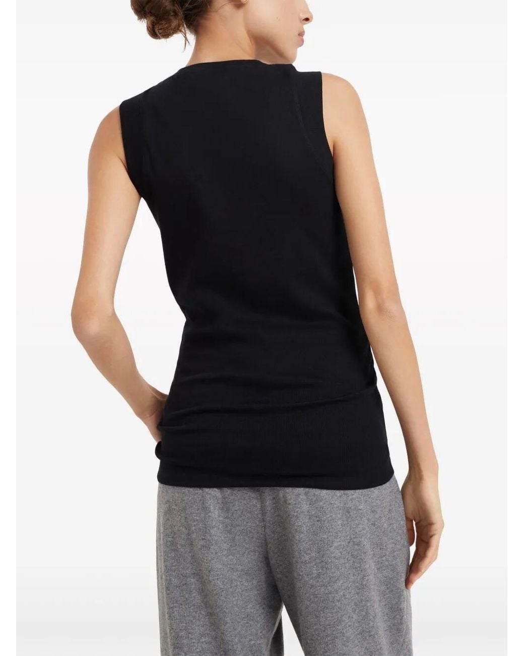 Brunello Cucinelli Black Cotton Blend Tank Top