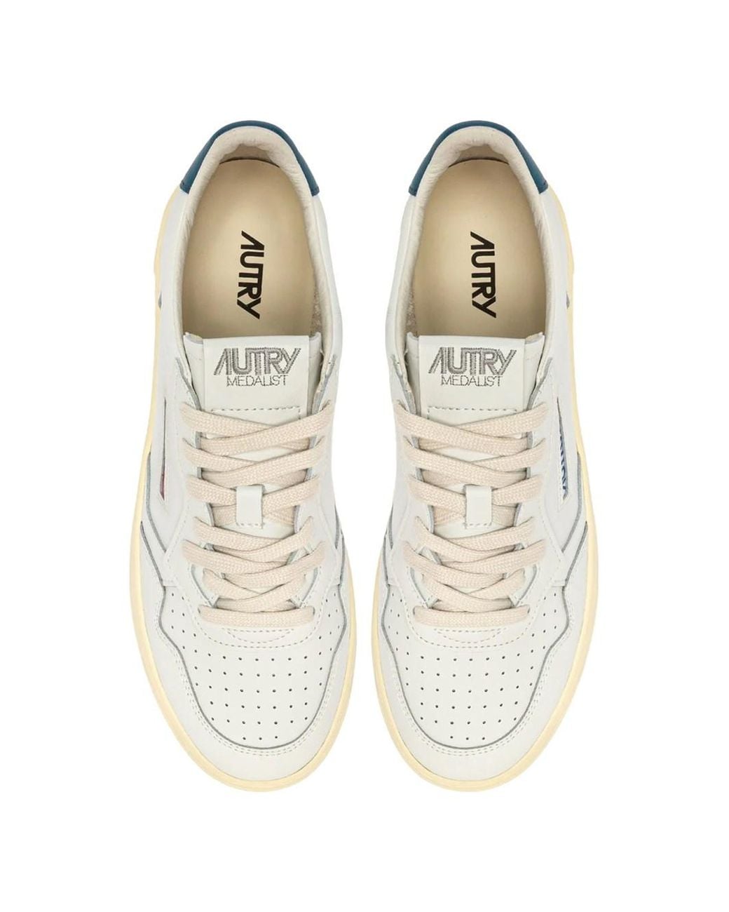 Autry White And Mallard Blue Leather Medalist Low Sneakers for men