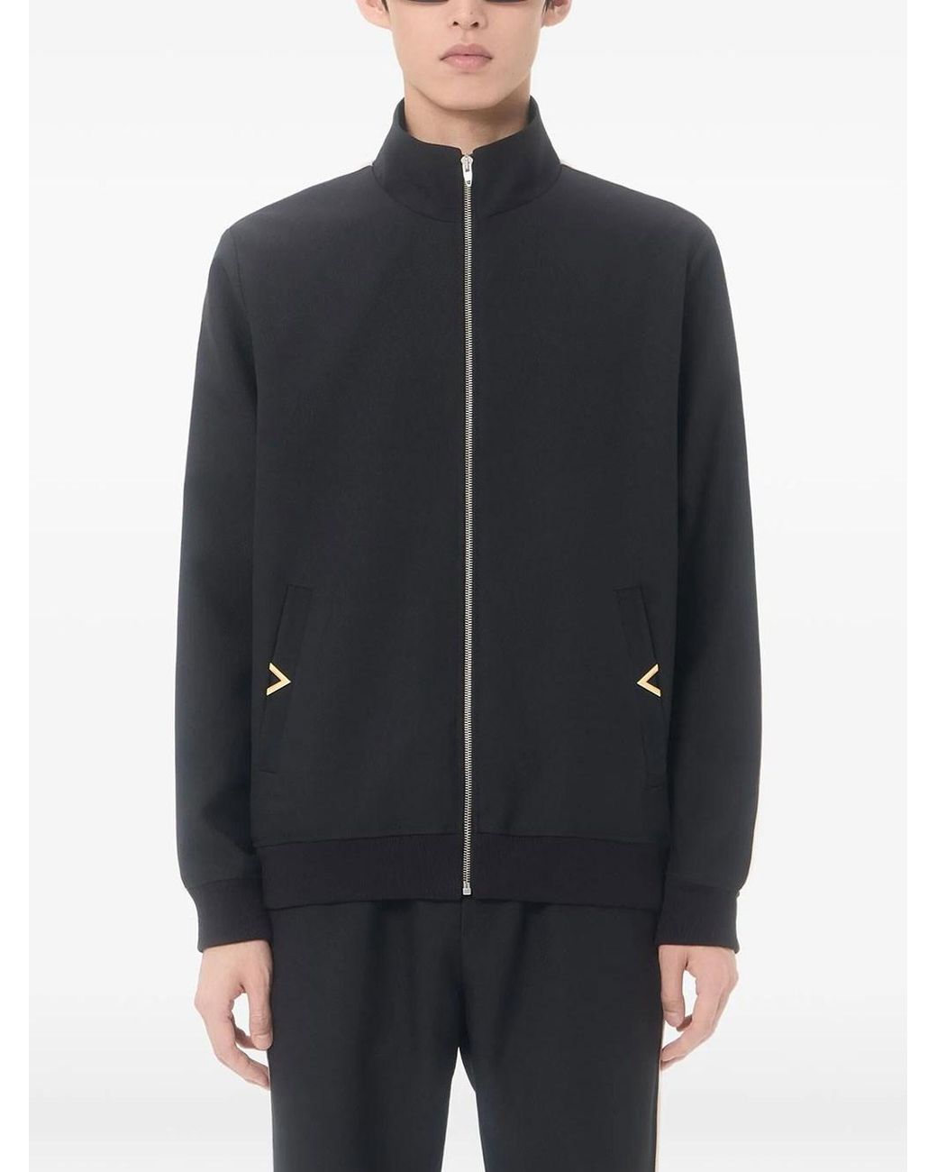 Valentino Garavani Black Nylon Sweatshirt With Vgold for men