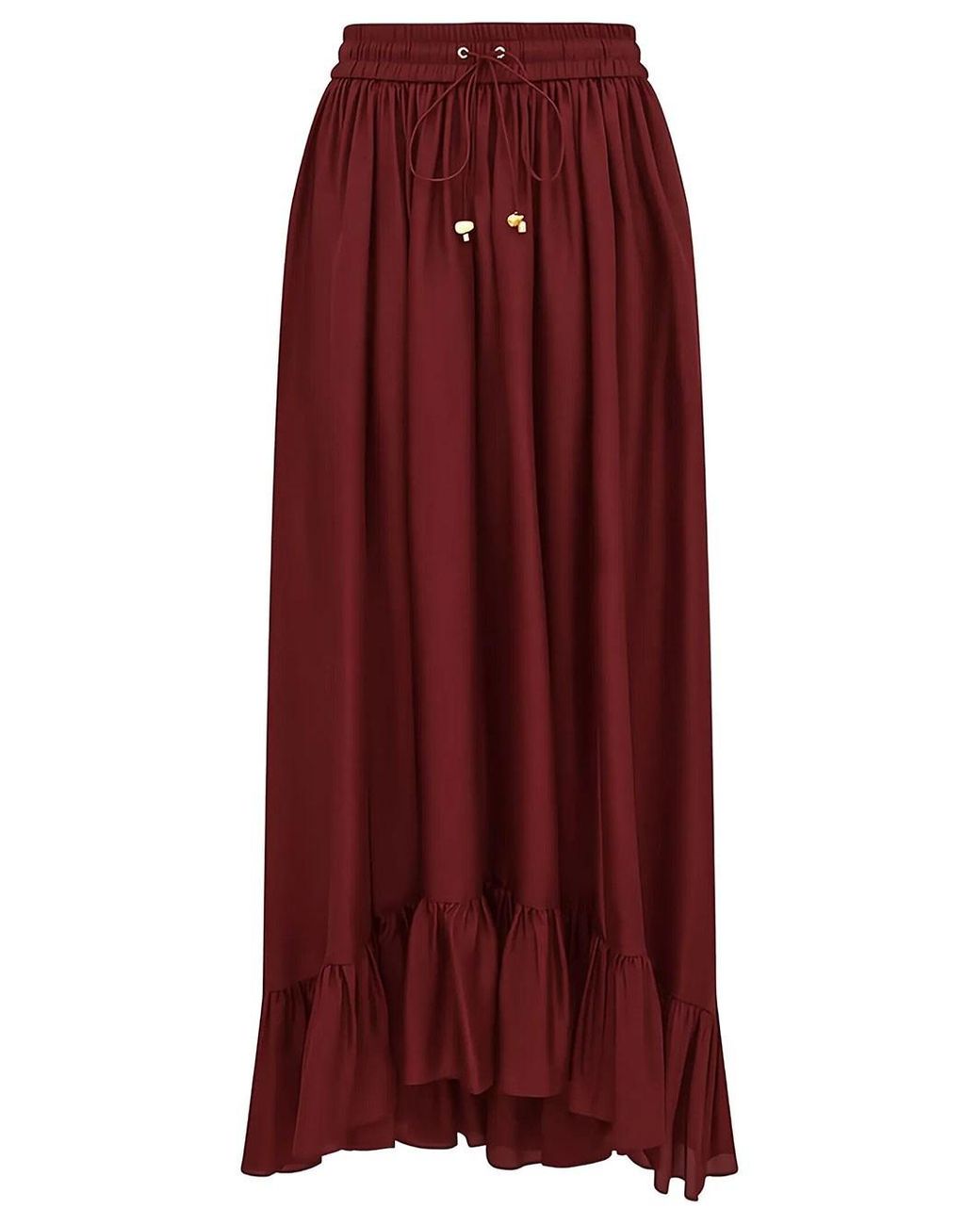 Zimmermann Red Aster Silk Maxi Skirt