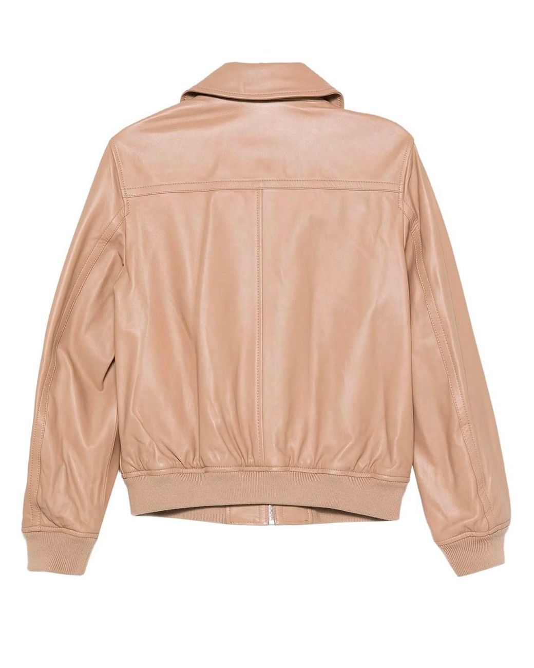 Yves Salomon Natural Zip-Up Leather Jacket