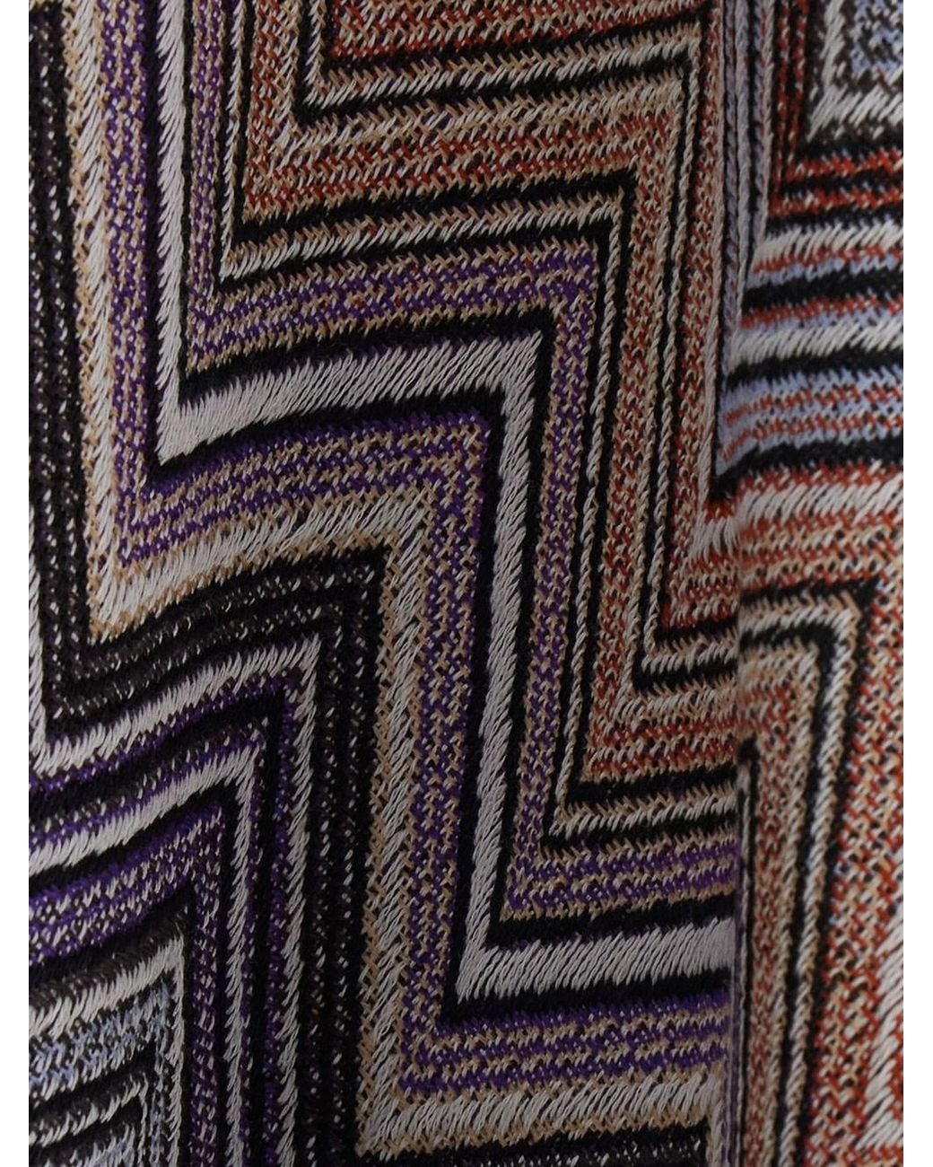 Missoni Gray Zig-Zag Wool Poncho With Fringes