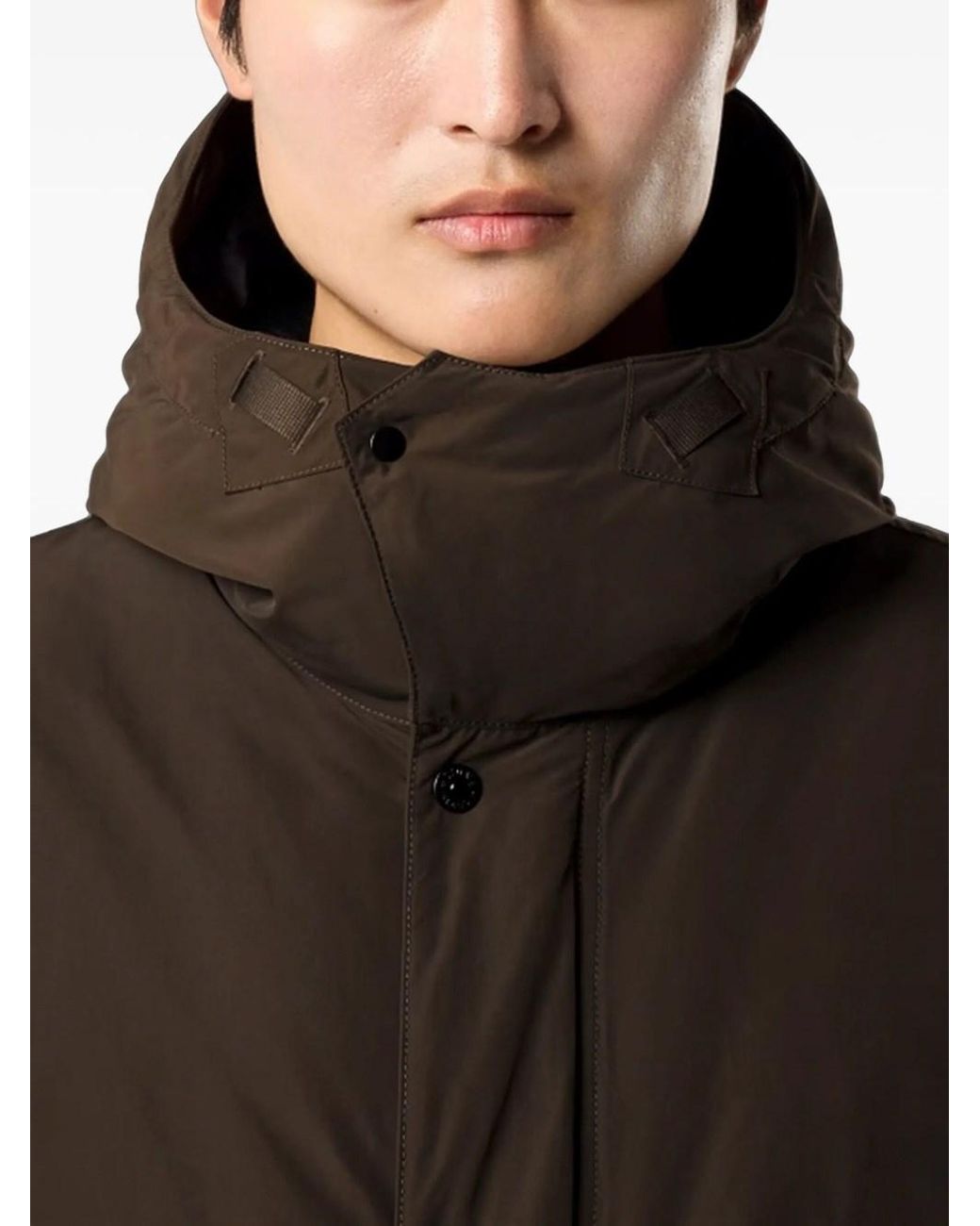 Stone Island Brown Parka Lungo Imbottito for men
