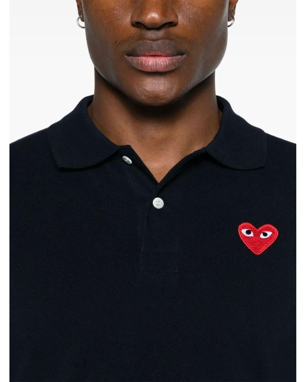 COMME DES GARÇONS PLAY Black Cotton Polo Shirt for men
