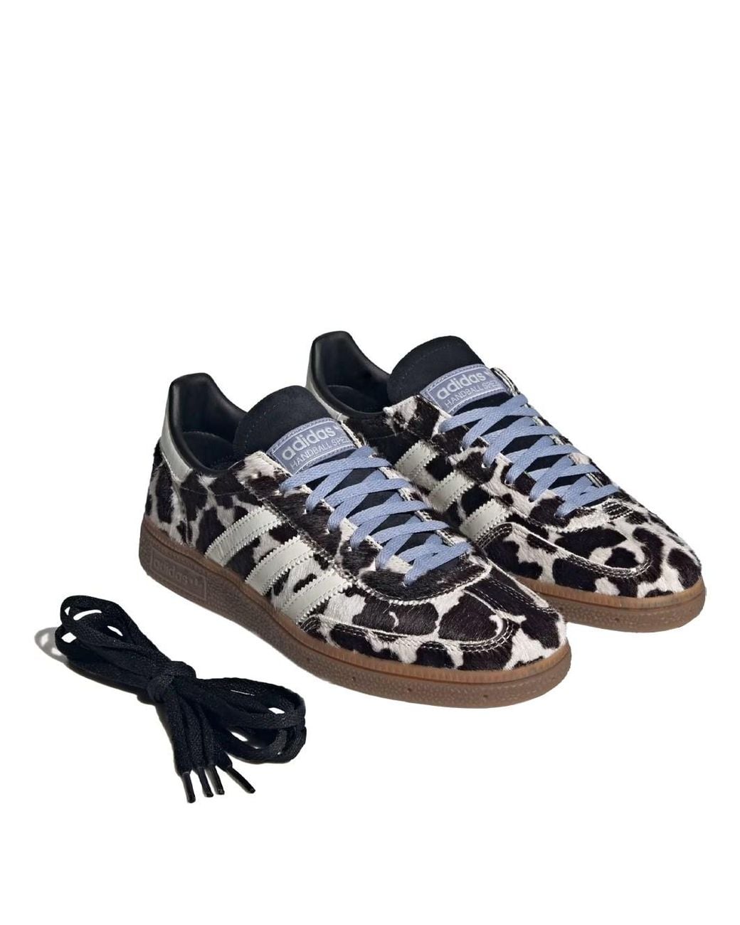 Adidas Black Handball Spezial Sneakers In Synthetic Pony Hair