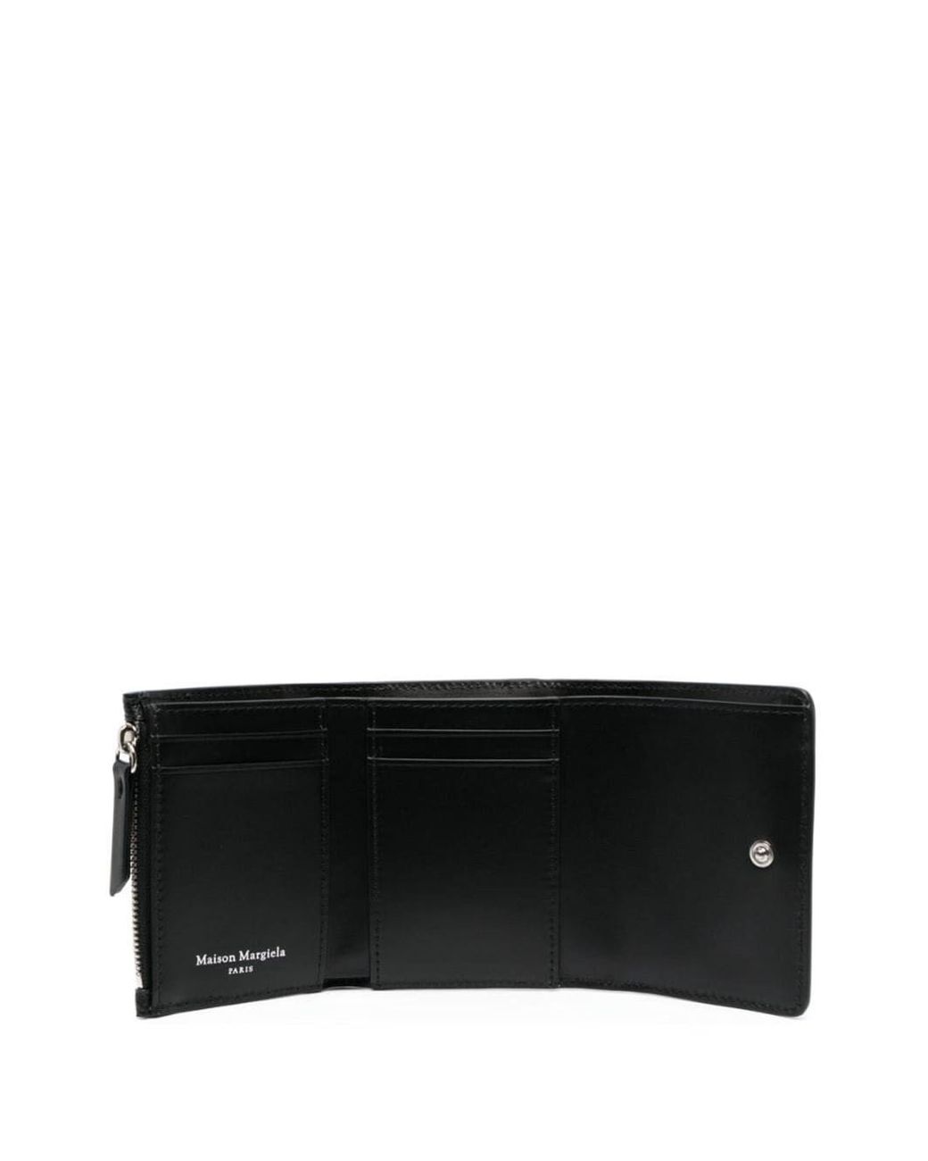 Maison Margiela Black Tri-Fold Leather Wallet for men