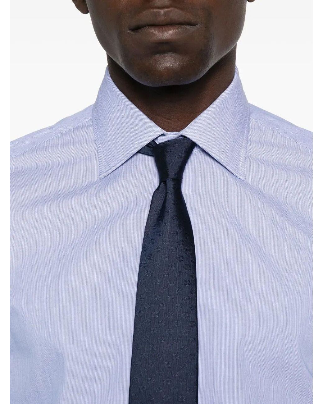 Borriello Blue Thin Striped Cotton Shirt for men
