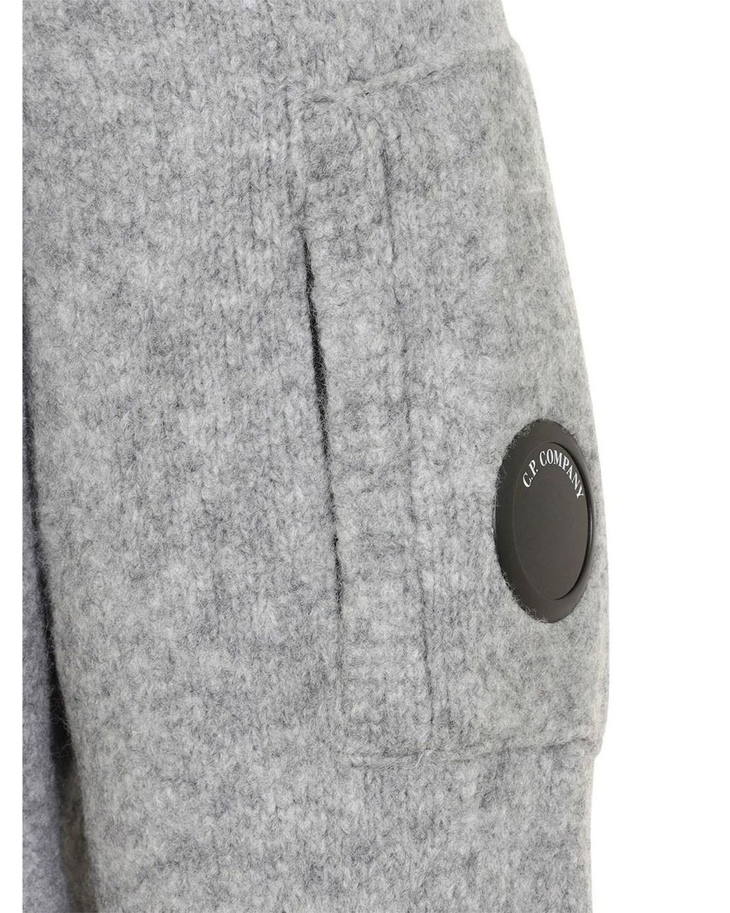 C P Company Gray Crewneck Wool Sweater With Lens Detail for men