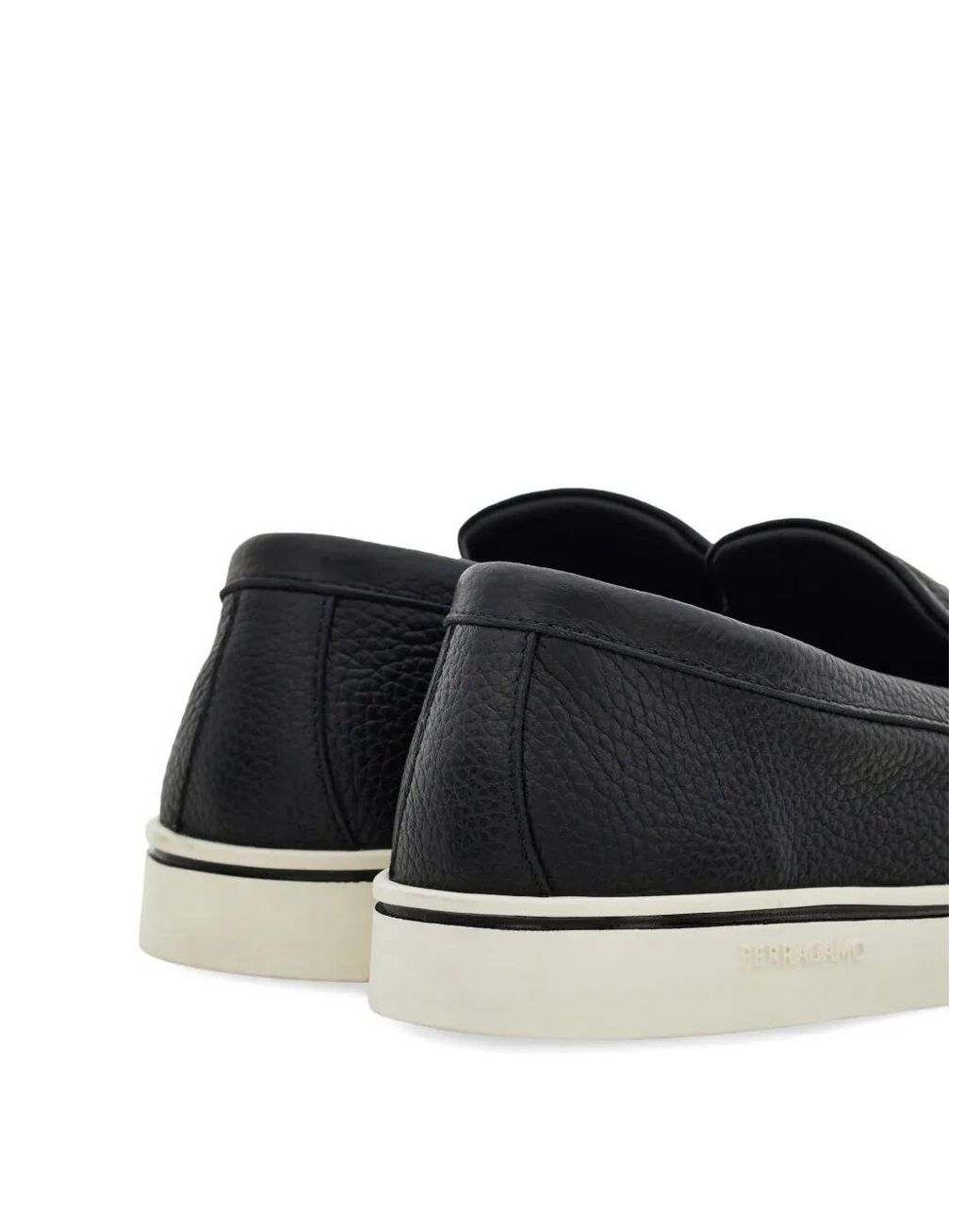 Ferragamo Black Leather Loafers for men