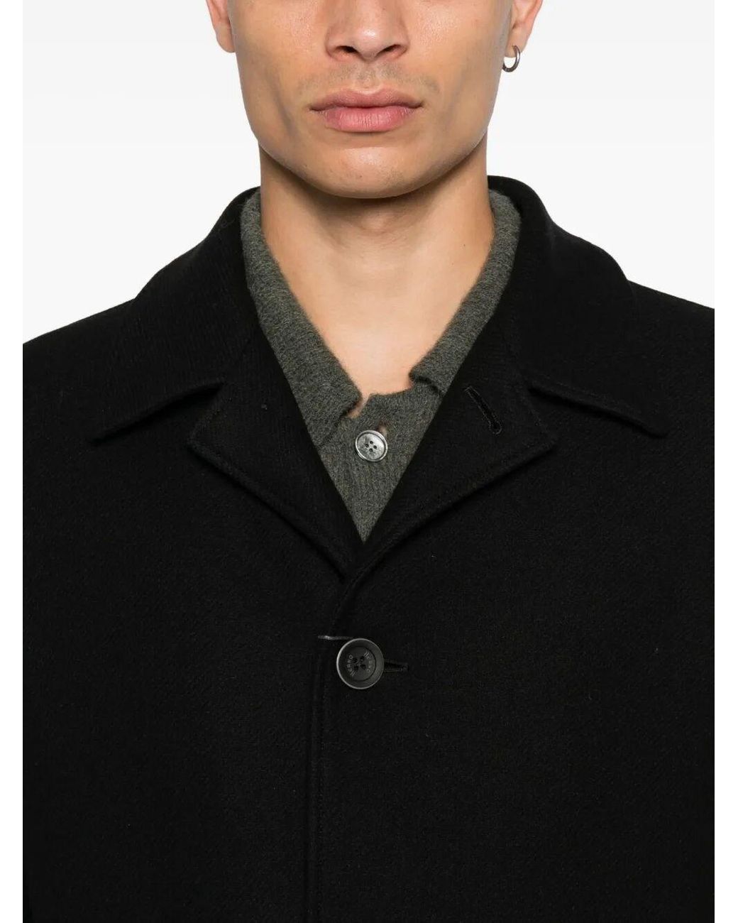 Herno Black Single-Breasted Padded Coat for men