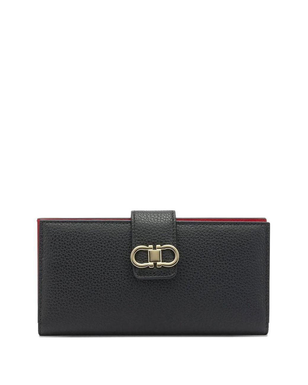 Ferragamo Black Gancini Grained Leather Continental Wallet