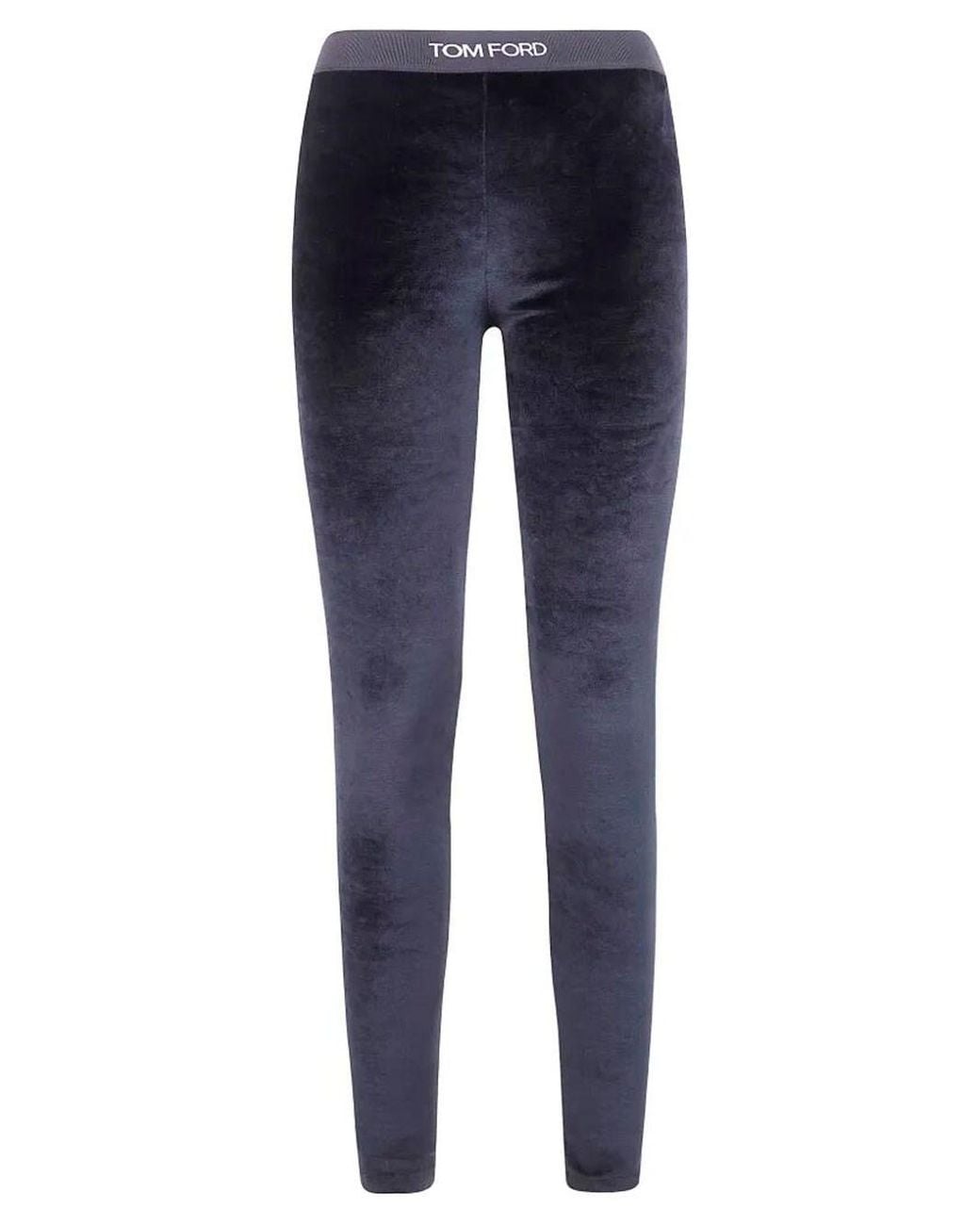 Tom Ford Blue Stretch Lustrous Velour Signature Leggings